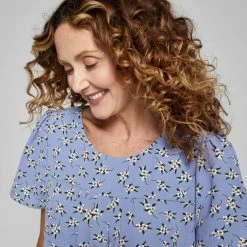 Khoko Smart Yoke Detail Blouse Dainty Print Bluebell Bluebell -Savannah Shop BP641324006 bluebell 4