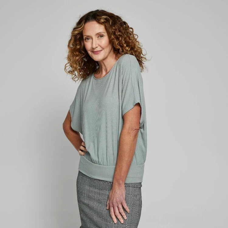 Khoko Smart Rib Batwing Top Sage 4 Khoko Smart Rib Batwing Top Sage - Image 2