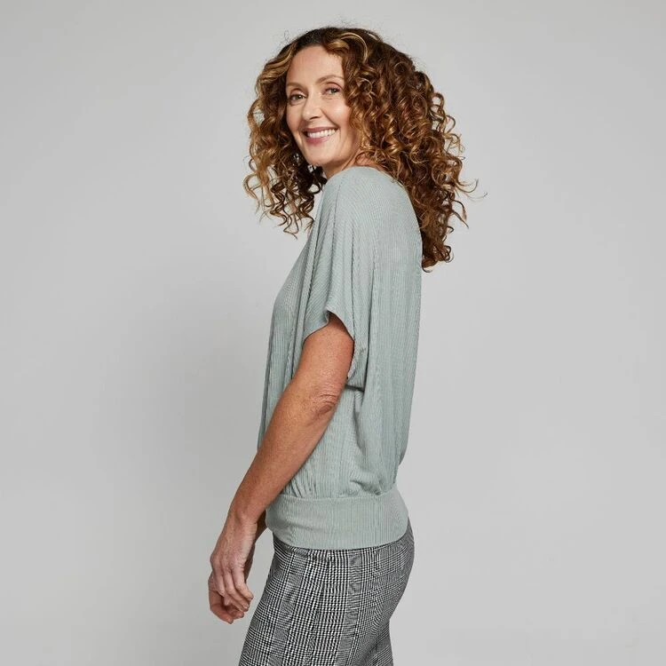 Khoko Smart Rib Batwing Top Sage 3 Khoko Smart Rib Batwing Top Sage