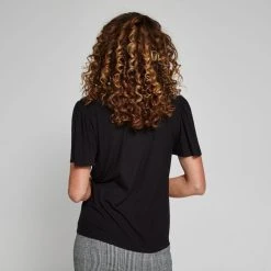 Khoko Smart Rib Gather Sleeve Top Black -Savannah Shop BP641328004 black 2