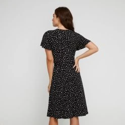 Khoko Smart Spot Flared Jersey Dress Black Spot -Savannah Shop BP641329001 blk spt 2