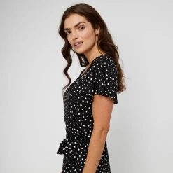 Khoko Smart Spot Flared Jersey Dress Black Spot -Savannah Shop BP641329001 blk spt 4