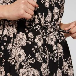 Savannah Women's Tie Front Viscose Midi Dress Peony Pink -Savannah Shop BP641835001 peony pink 4