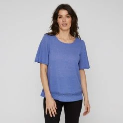 Savannah Women's Lace Detail Textured Top Cornflower -Savannah Shop BP641844001 cornflower