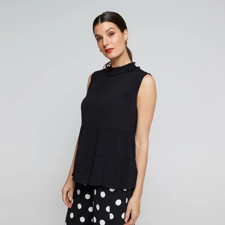 Leona Edmiston Ruby Women's Tiered Soft Top Black 3 Leona Edmiston Ruby Women's Tiered Soft Top Black