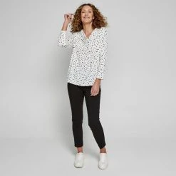 Khoko Smart Spot Cowl Neck Top Ivory -Savannah Shop BP641978002 ivory