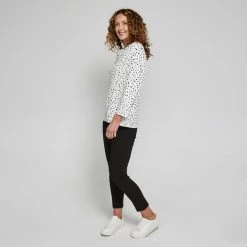 Khoko Smart Spot Cowl Neck Top Ivory -Savannah Shop BP641978002 ivory 3