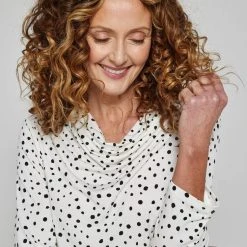 Khoko Smart Spot Cowl Neck Top Ivory -Savannah Shop BP641978002 ivory 4