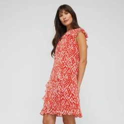 JANE LAMERTON RUFFLE YOKE DRESS LUREX AZTEC PRINT