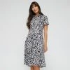 Jane Lamerton Women's Poplin Flared Midi Dress Mono Ikat Print Print -Savannah Shop BP643312005 print msc