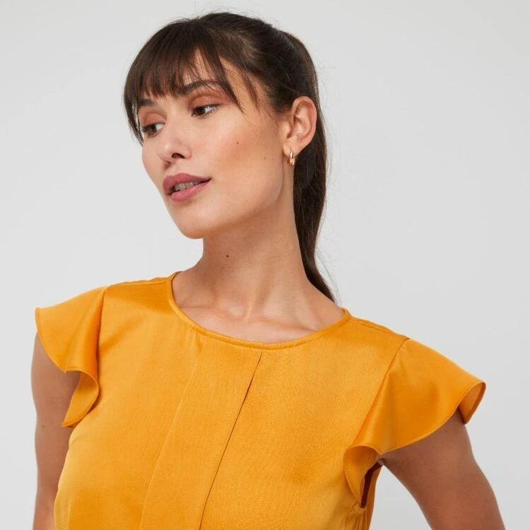 Jane Lamerton Women's Gold Pleat Front Top Gold 4 Jane Lamerton Women's Gold Pleat Front Top Gold - Image 2