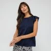 Jane Lamerton Women's Navy Pleat Front Top Navy -Savannah Shop BP643318005 navy 5