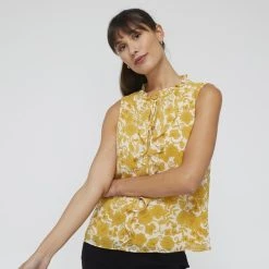 Jane Lamerton Women's Ruffle Front Top Floral Print