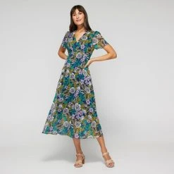 Khoko Smart Women's Wrap Front Empire Line Dress Garden -Savannah Shop BP643500002 garden 4