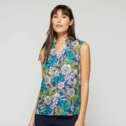 Khoko Smart Women's Ruffle Neck Top Garden