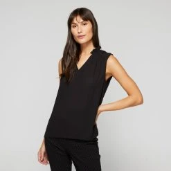 Khoko Smart Women's Mix Media Jersey Top Black -Savannah Shop BP643506003 black