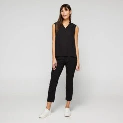 Khoko Smart Women's Mix Media Jersey Top Black -Savannah Shop BP643506003 black 3