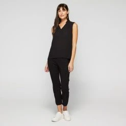 Khoko Smart Women's Mix Media Jersey Top Black