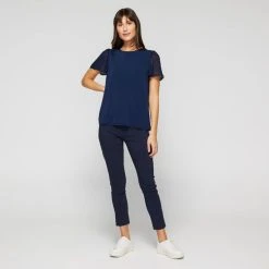 Khoko Smart Women's Flutter Sleeve Tee Indigo 9 Khoko Smart Women's Flutter Sleeve Tee Indigo -Savannah Shop BP643509003 indigo 3