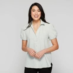 Khoko Smart Women's Stripe Seersucker Shirt Apple -Savannah Shop BP643510002 apple