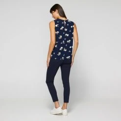 Khoko Smart Women's Jersey Shell Top Navy & Print -Savannah Shop BP643512003 nvy prn 2