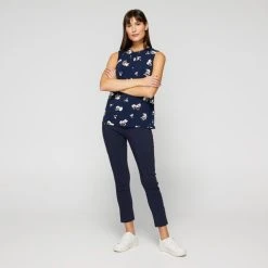 Khoko Smart Women's Jersey Shell Top Navy & Print -Savannah Shop BP643512003 nvy prn 3