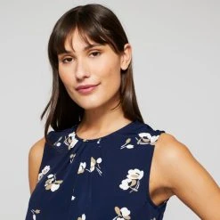 Khoko Smart Women's Jersey Shell Top Navy & Print -Savannah Shop BP643512003 nvy prn 4