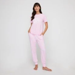 Sash & Rose Everyday Short Sleeve Slogan Sleep Tee Pink 9 Sash & Rose Everyday Short Sleeve Slogan Sleep Tee Pink -Savannah Shop BP643871004 pink 3