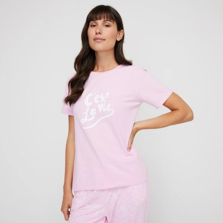 Sash & Rose Everyday Short Sleeve Slogan Sleep Tee Pink 4 Sash & Rose Everyday Short Sleeve Slogan Sleep Tee Pink - Image 2
