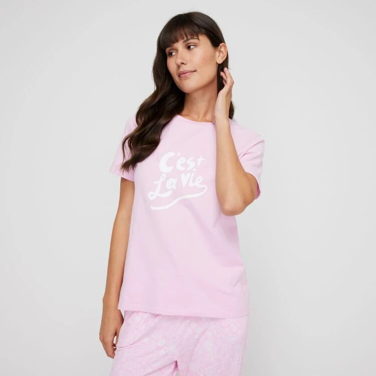 Sash & Rose Everyday Short Sleeve Slogan Sleep Tee Pink 7 Sash & Rose Everyday Short Sleeve Slogan Sleep Tee Pink - Image 5