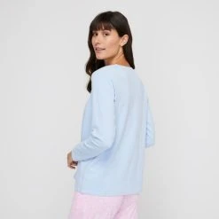 Sash & Rose Long Sleeve Slogan Sleep Tee Blue -Savannah Shop BP643872004 blue 2