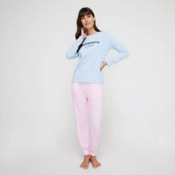 Sash & Rose Long Sleeve Slogan Sleep Tee Blue -Savannah Shop BP643872004 blue 3