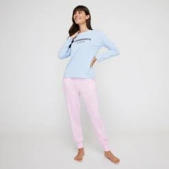 Sash & Rose Long Sleeve Slogan Sleep Tee Blue