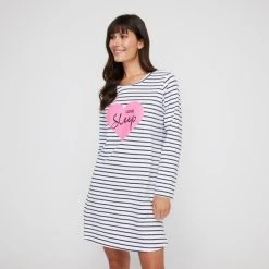 Sash & Rose Long Sleeve Tee Nightie Stripe 11 Sash & Rose Long Sleeve Tee Nightie Stripe -Savannah Shop BP643873004 stripe