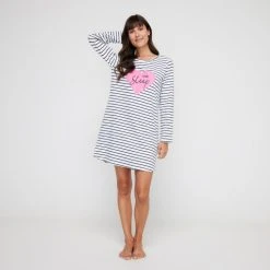 Sash & Rose Long Sleeve Tee Nightie Stripe 9 Sash & Rose Long Sleeve Tee Nightie Stripe -Savannah Shop BP643873004 stripe 3
