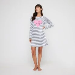Sash & Rose Long Sleeve Tee Nightie Stripe