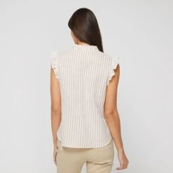 Jane Lamerton Jame Lamerton Women's Stripe Frill Shirt White & Stripe -Savannah Shop BP644336001 wht str 2