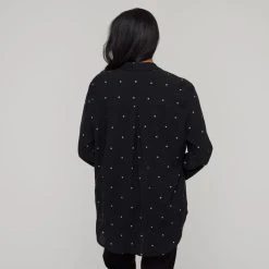 Khoko Collection Women's Printed Viscose Shirt Black, White & Spot 10 Khoko Collection Women's Printed Viscose Shirt Black, White & Spot -Savannah Shop BP644544006 blk wht spt 3