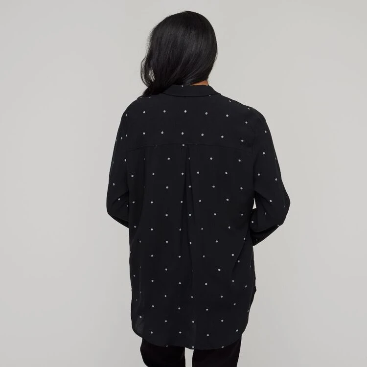 Khoko Collection Women's Printed Viscose Shirt Black, White & Spot 6 Khoko Collection Women's Printed Viscose Shirt Black, White & Spot - Image 4