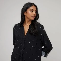 Khoko Collection Women's Printed Viscose Shirt Black, White & Spot 8 Khoko Collection Women's Printed Viscose Shirt Black, White & Spot -Savannah Shop BP644544006 blk wht spt 7