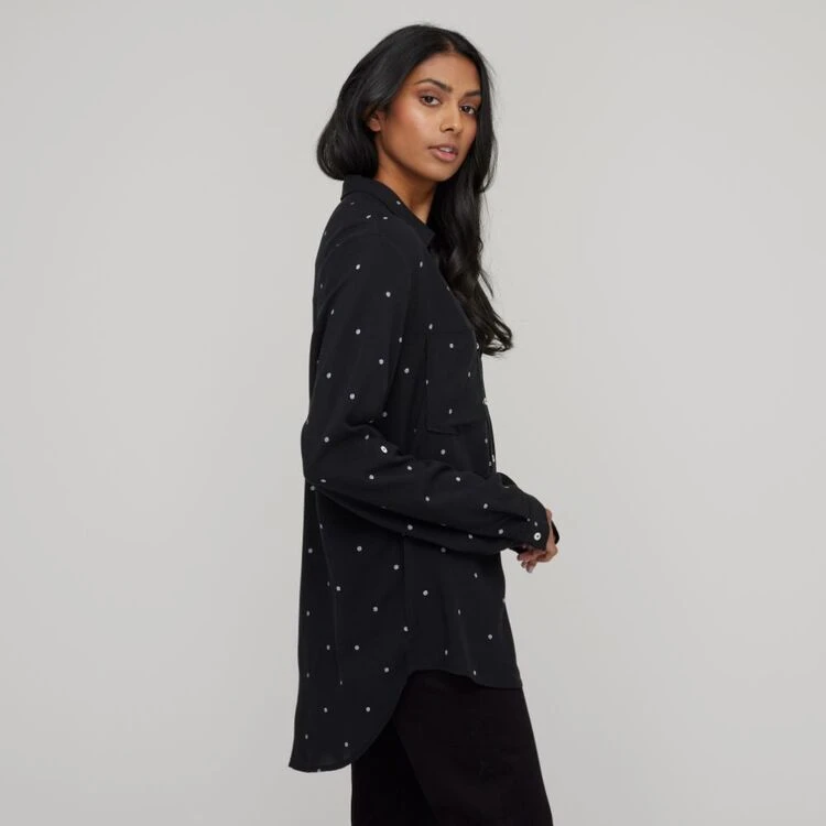 Khoko Collection Women's Printed Viscose Shirt Black, White & Spot 3 Khoko Collection Women's Printed Viscose Shirt Black, White & Spot