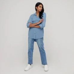 Khoko Collection Women's Tencel Shirt Blue Heaven -Savannah Shop BP644547001 blue heaven 5