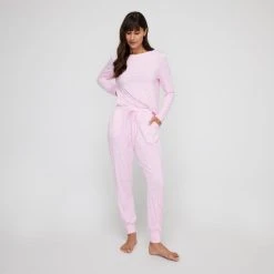 Sash & Rose Women's Bamboo Sleep Jogger Pink