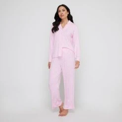 Sash & Rose Women's Bamboo Long Pant PJ Set Pink -Savannah Shop BP644832004 pink 2