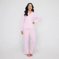 Sash & Rose Women's Bamboo Long Pant PJ Set Pink -Savannah Shop BP644832004 pink