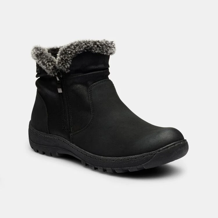 Savannah Women's Hippie Ruched Ankle Boot With Fur Black 5 Savannah Women's Hippie Ruched Ankle Boot With Fur Black - Image 3