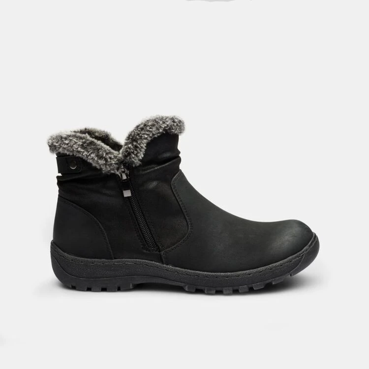 Savannah Women's Hippie Ruched Ankle Boot With Fur Black 6 Savannah Women's Hippie Ruched Ankle Boot With Fur Black - Image 4