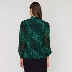 Jane Lamerton Animal Tuck Blouse Green Floral -Savannah Shop BP645788001 grn flor 2