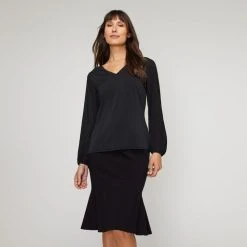 Jane Lamerton Pleat Front Top Black
