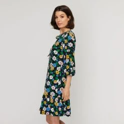 Jane Lamerton Retro Floral Jersey Dress Multicoloured